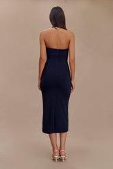 Amelita Suiting Halter Midi Dress - Navy